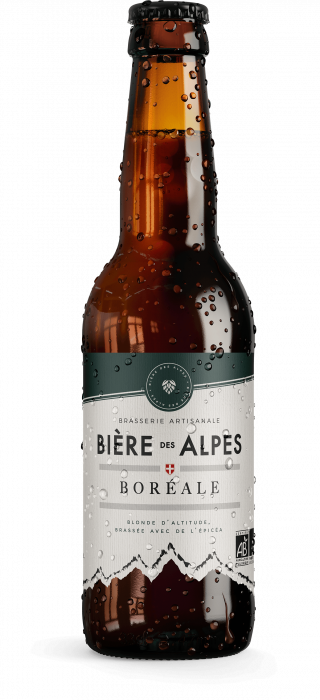 Bière artisanale Bière des Alpes Boréale, blonde d’altitude brassée avec de l’épicéa